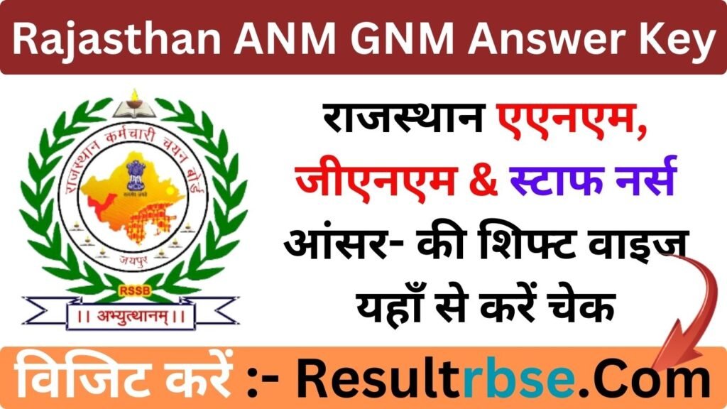 Rajasthan ANM GNM Answer Key